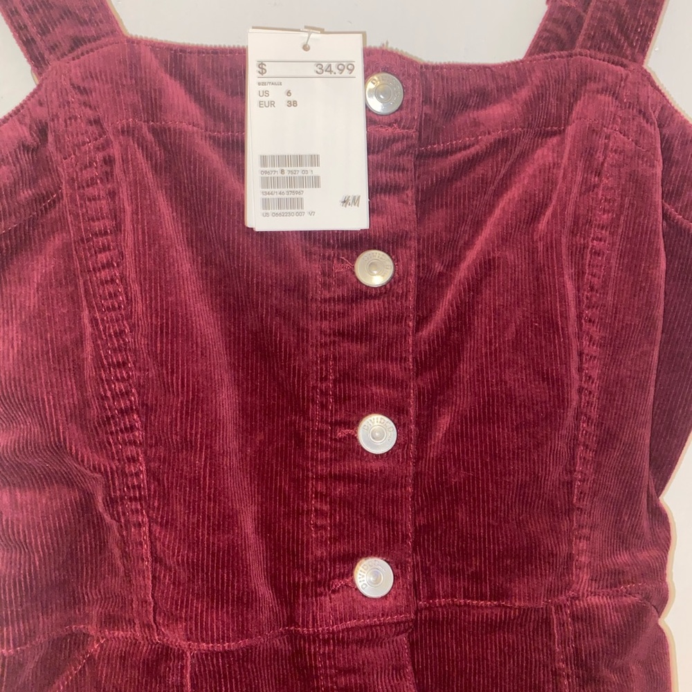 H&M brand new burgundy corduroy pinafore
